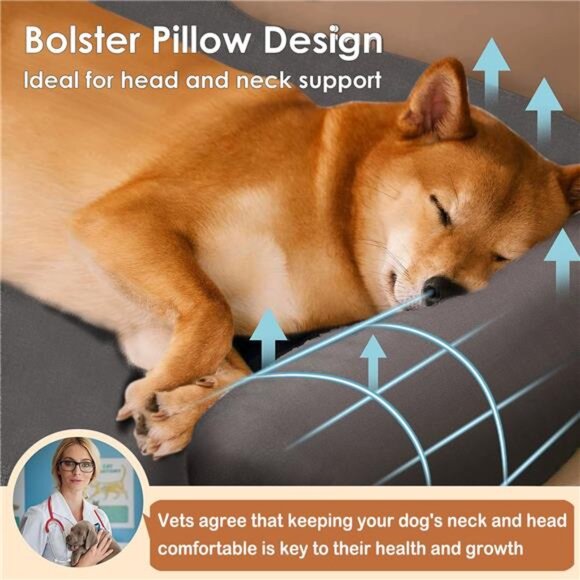 Calming Dog Bed Mat for Couch, Calming Dog Couch Bed with 3 Side Dog Pillow - Picture 2 of 7